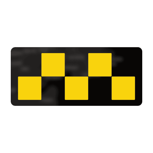 Yellow and black taxi roof sign